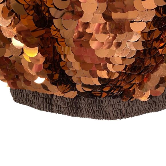 Vintage Oleg Cassini Copper Sequin Embellished Top Size medium Circles - Picture 8 of 8